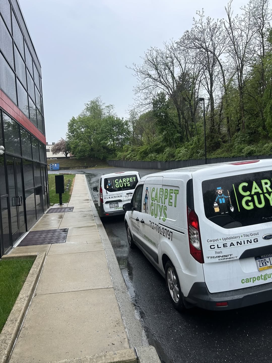 Carpet Guys service vans at a Central PA commercial property